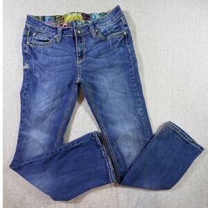 Adikto Women's Blue 8x30 Medium Wash Straight Leg Denim Jeans Pants Casual Fit